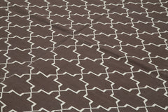 Geometric Duri Brown Geometric Cotton Wool Handmade Area Rug 9'3'' x 11'11''