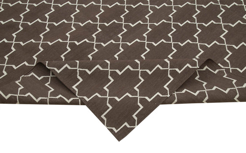 Geometric Duri Brown Geometric Cotton Wool Handmade Area Rug 9'3'' x 11'11''