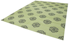 Geometric Duri Green Geometric Cotton Wool Handmade Area Rug 9'1'' x 11'10''