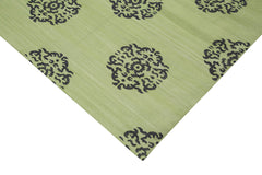 Geometric Duri Green Geometric Cotton Wool Handmade Area Rug 9'1'' x 11'10''
