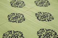 Geometric Duri Green Geometric Cotton Wool Handmade Area Rug 9'1'' x 11'10''