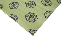 Geometric Duri Green Geometric Cotton Wool Handmade Area Rug 9'1'' x 11'9''