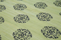 Geometric Duri Green Geometric Cotton Wool Handmade Area Rug 9'1'' x 11'9''