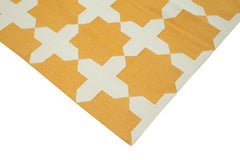 Geometric Duri Yellow Geometric Cotton Wool Handmade Area Rug 9'2'' x 11'9''