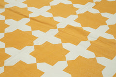 Geometric Duri Yellow Geometric Cotton Wool Handmade Area Rug 9'2'' x 11'9''