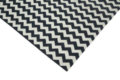 Geometric Duri Black Geometric Cotton Wool Handmade Area Rug 9'0'' x 12'1''