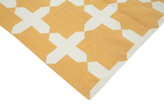 Geometric Duri Yellow Geometric Cotton Wool Handmade Area Rug 9'3'' x 11'9''