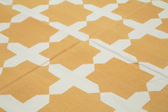 Geometric Duri Yellow Geometric Cotton Wool Handmade Area Rug 9'3'' x 11'9''