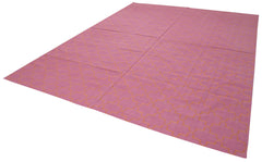 Geometric Duri Pink Geometric Cotton Wool Handmade Area Rug 9'1'' x 11'9''