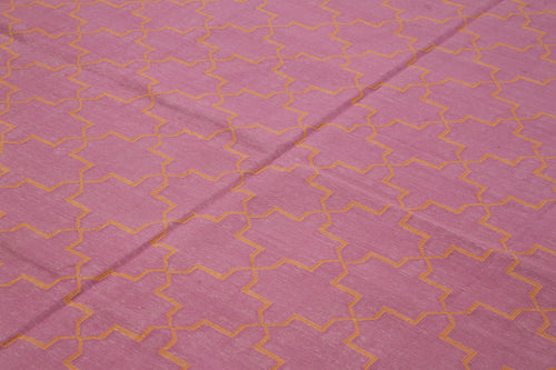 Geometric Duri Pink Geometric Cotton Wool Handmade Area Rug 9'1'' x 11'9''