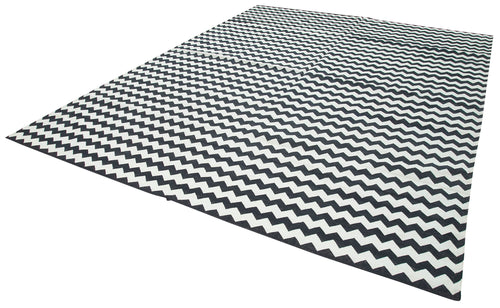 Geometric Duri Black Geometric Cotton Wool Handmade Area Rug 8'11'' x 11'8''