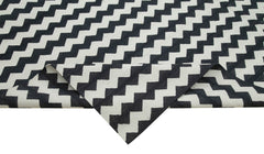 Geometric Duri Black Geometric Cotton Wool Handmade Area Rug 8'11'' x 11'8''