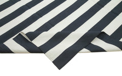 Geometric Duri Black Geometric Cotton Wool Handmade Area Rug 8'10'' x 12'2''