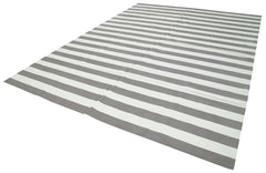 Geometric Duri Grey Geometric Cotton Wool Handmade Area Rug 8'11'' x 12'0''