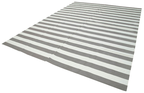 Geometric Duri Grey Geometric Cotton Wool Handmade Area Rug 8'11'' x 12'0''