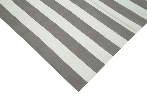 Geometric Duri Grey Geometric Cotton Wool Handmade Area Rug 8'11'' x 12'0''
