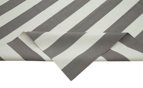 Geometric Duri Grey Geometric Cotton Wool Handmade Area Rug 8'11'' x 12'0''