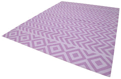 Geometric Duri Purple Geometric Cotton Wool Handmade Area Rug 9'2'' x 11'9''