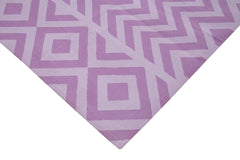 Geometric Duri Purple Geometric Cotton Wool Handmade Area Rug 9'2'' x 11'9''
