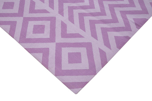Geometric Duri Purple Geometric Cotton Wool Handmade Area Rug 9'2'' x 11'9''