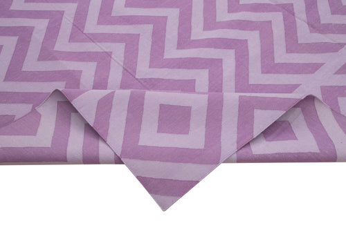 Geometric Duri Purple Geometric Cotton Wool Handmade Area Rug 9'2'' x 11'9''