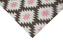 Geometric Duri Brown Geometric Cotton Wool Handmade Area Rug 9'1'' x 12'0''