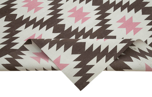 Geometric Duri Brown Geometric Cotton Wool Handmade Area Rug 9'1'' x 12'0''