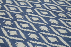 Geometric Duri Blue Geometric Cotton Wool Handmade Area Rug 9'3'' x 11'11''