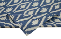 Geometric Duri Blue Geometric Cotton Wool Handmade Area Rug 9'3'' x 11'11''