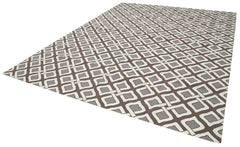 Geometric Duri Brown Geometric Cotton Wool Handmade Area Rug 8'10'' x 11'10''