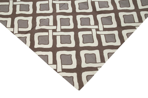 Geometric Duri Brown Geometric Cotton Wool Handmade Area Rug 8'10'' x 11'10''