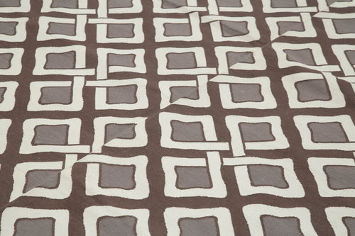 Geometric Duri Brown Geometric Cotton Wool Handmade Area Rug 8'10'' x 11'10''