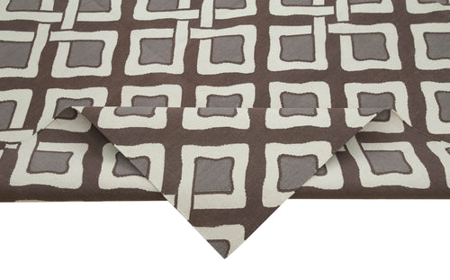 Geometric Duri Brown Geometric Cotton Wool Handmade Area Rug 8'10'' x 11'10''