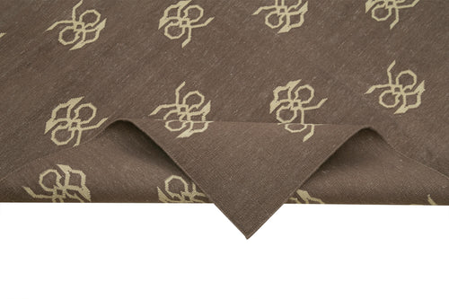 Geometric Duri Brown Geometric Cotton Wool Handmade Area Rug 8'10'' x 11'10''