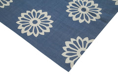 Geometric Duri Blue Geometric Cotton Wool Handmade Area Rug 9'1'' x 11'11''