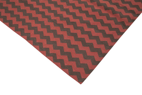 Geometric Duri Red Geometric Cotton Wool Handmade Area Rug 8'11'' x 11'9''