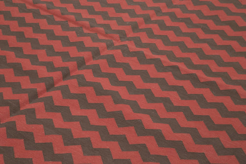 Geometric Duri Red Geometric Cotton Wool Handmade Area Rug 8'11'' x 11'9''