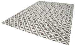 Geometric Duri Brown Geometric Cotton Wool Handmade Area Rug 9'0'' x 12'0''