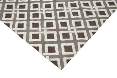 Geometric Duri Brown Geometric Cotton Wool Handmade Area Rug 9'0'' x 12'0''