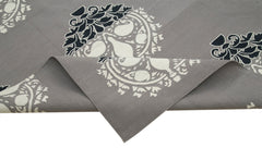 Handmade Area Rug - Geometric Grey Cotton Wool Carpet 9'2''x11'11'' Durable Style