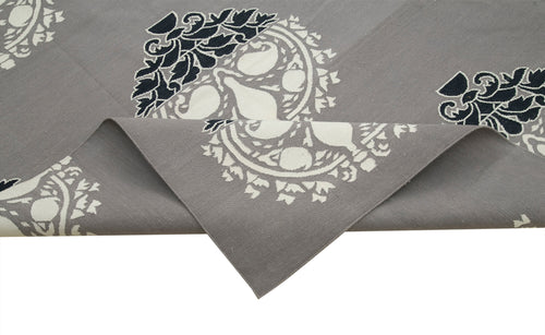 Handmade Area Rug - Geometric Grey Cotton Wool Carpet 9'2''x11'11'' Durable Style