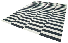 Geometric Duri Black Geometric Cotton Wool Handmade Area Rug 9'1'' x 11'10''