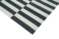 Geometric Duri Black Geometric Cotton Wool Handmade Area Rug 9'1'' x 11'10''