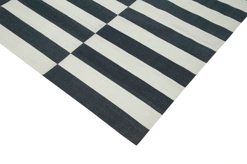 Geometric Duri Black Geometric Cotton Wool Handmade Area Rug 9'1'' x 11'10''