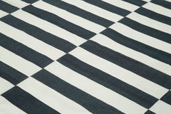 Geometric Duri Black Geometric Cotton Wool Handmade Area Rug 9'1'' x 11'10''