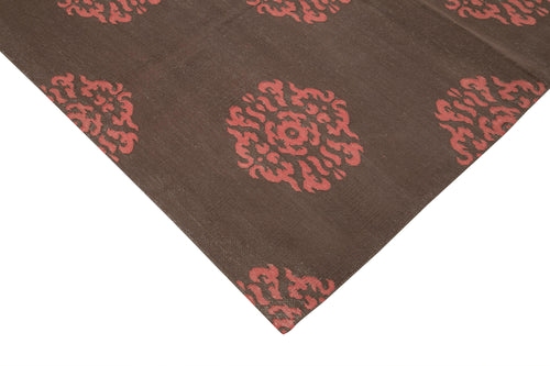 Duri Brown Geometric Cotton Wool Handmade Area Rug 9'4'' x 11'11''
