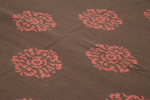 Duri Brown Geometric Cotton Wool Handmade Area Rug 9'4'' x 11'11''