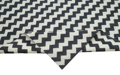 Handmade Area Rug – Black Geometric Cotton Wool Vintage Handwoven Carpet 10'x14'