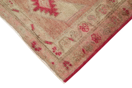 Vintage Herki Pink Vintage Cotton Wool Handmade Area Rug 2'11'' x 13'4''