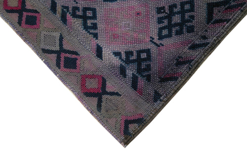 Vintage Herki Purple Vintage Cotton Wool Handmade Area Rug 3'1'' x 13'4''